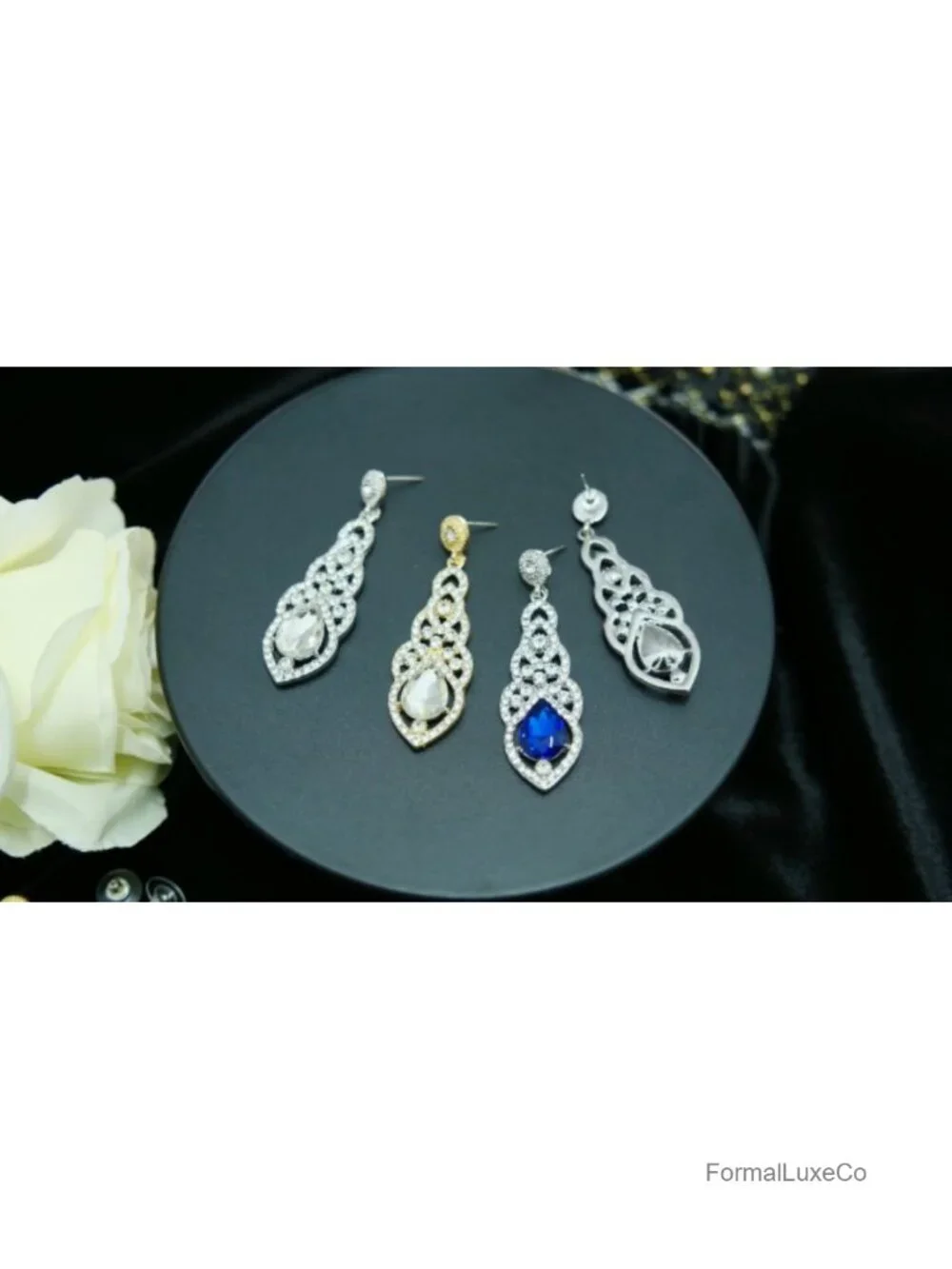 Silver Plated Crystal Chandelier Dangle Earrings Drop Jewelry